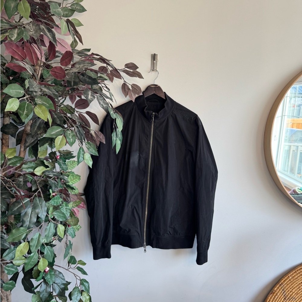 John Varvatos Classic Black Bomber Jacket